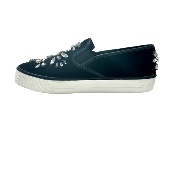 CARVELA KURT GEIGER BLACK SUEDE WITH LARGE CRYSTALS SLIP ON TRAINER SNEAKERS - Picture 11 of 16